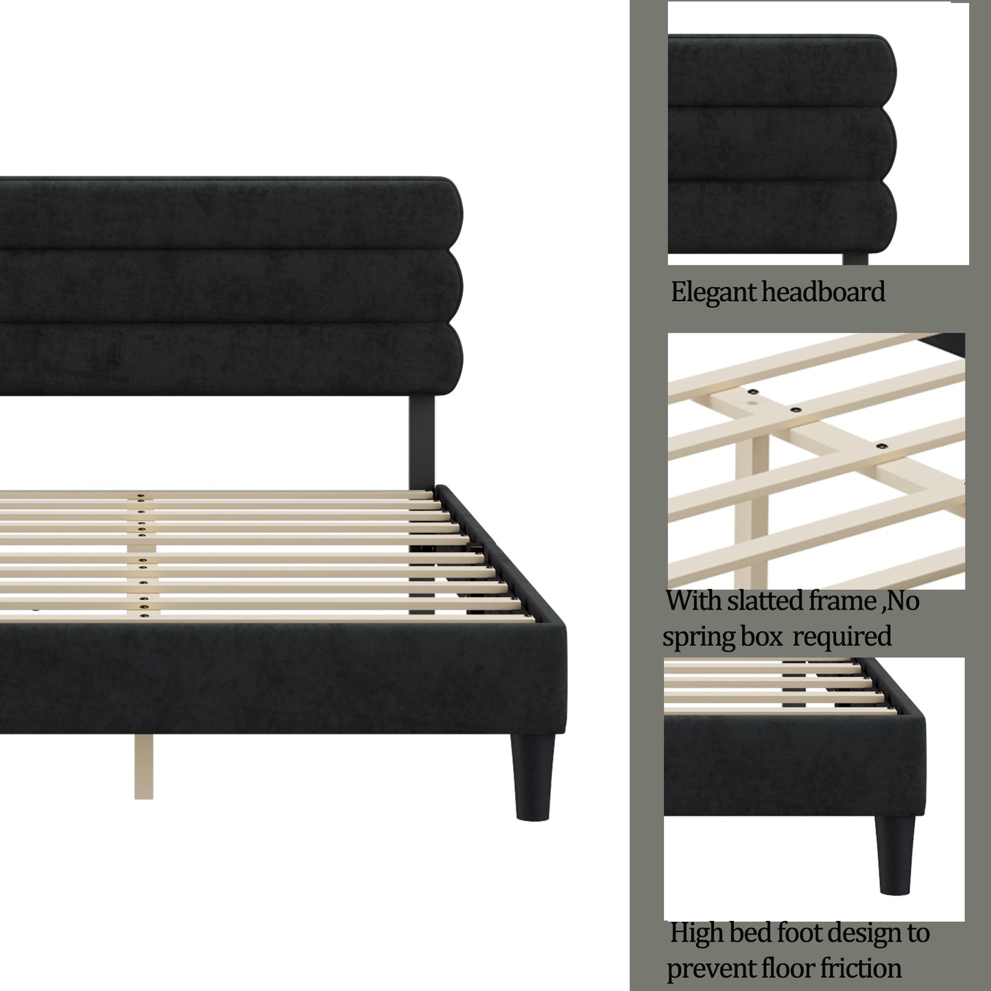 Armandale King Platform Bed with Wooden Slats - Divine Heart L.A.