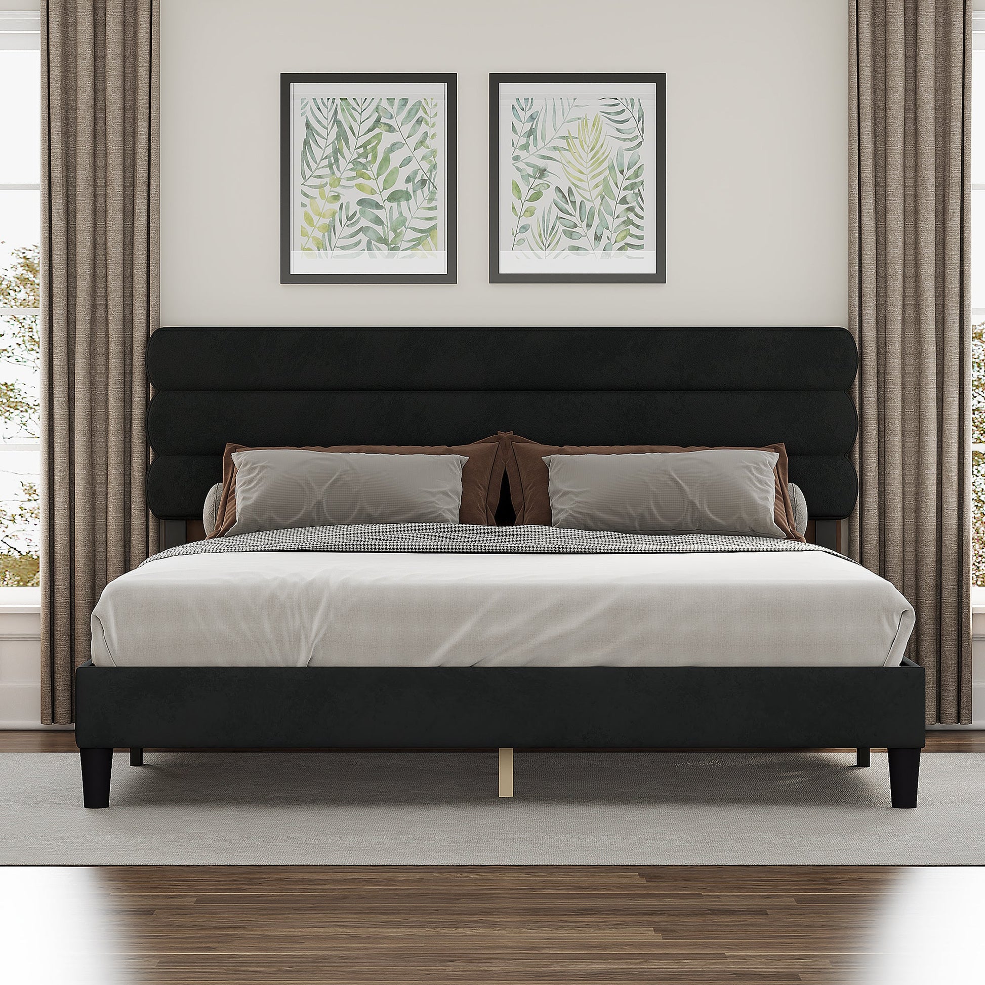 Armandale King Platform Bed with Wooden Slats - Divine Heart L.A.