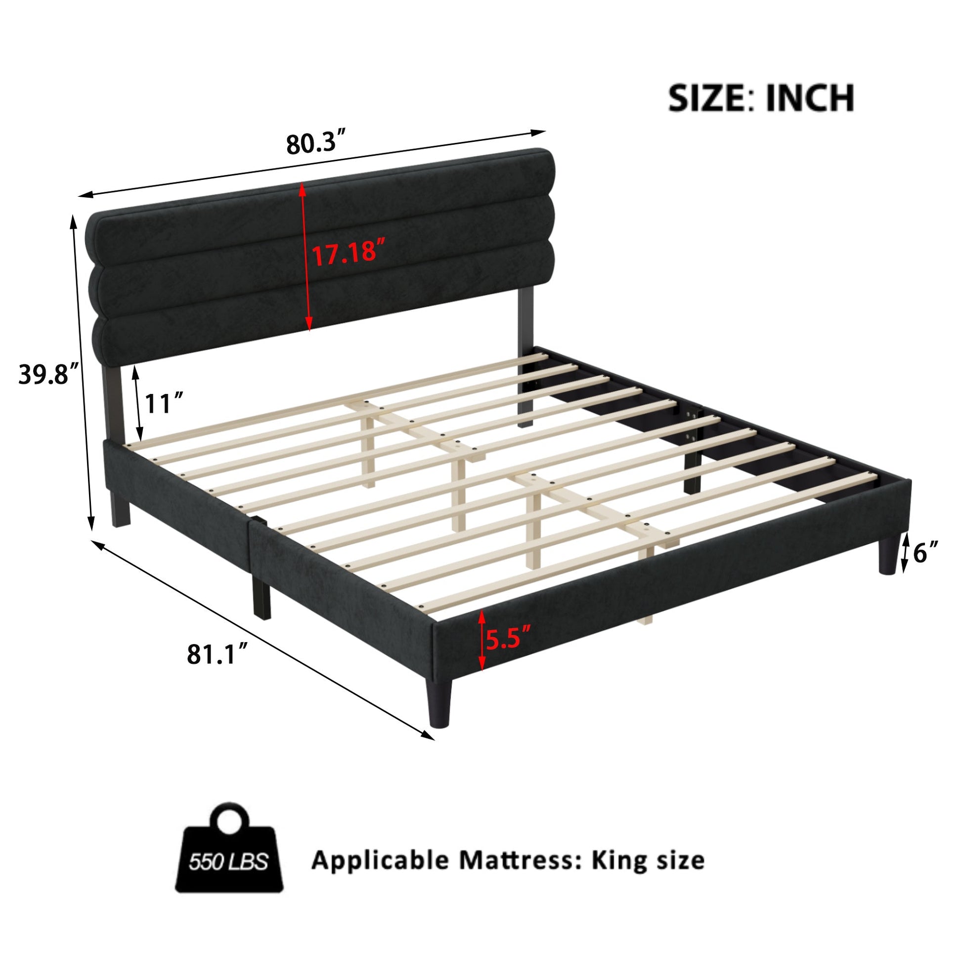 Armandale King Platform Bed with Wooden Slats - Divine Heart L.A.