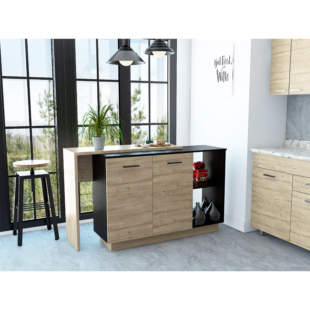 Aspen Kitchen Island; Two Concealed Shelves ; Three Divisions - Divine Heart L.A.