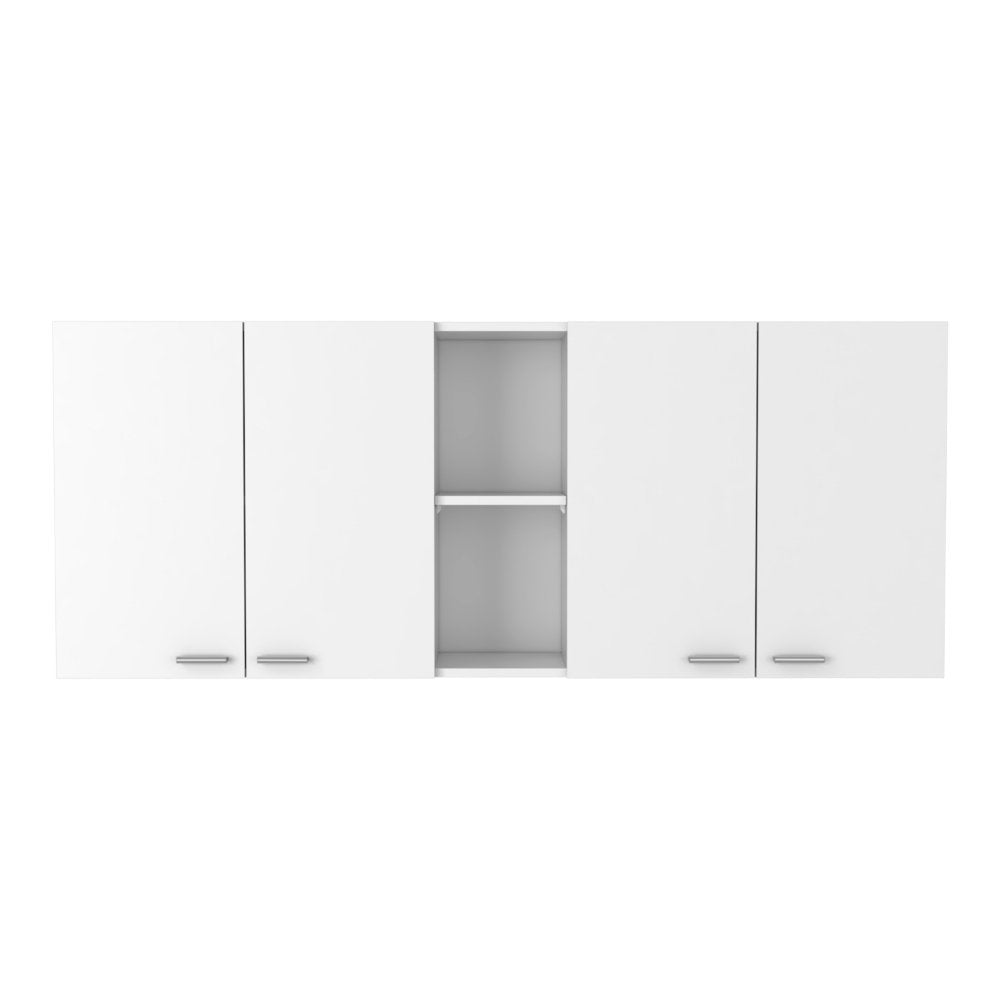 Austin 2 Piece Kitchen Set, Upper Wall Cabinet + Kitchen Island , White /Walnut - Divine Heart L.A.