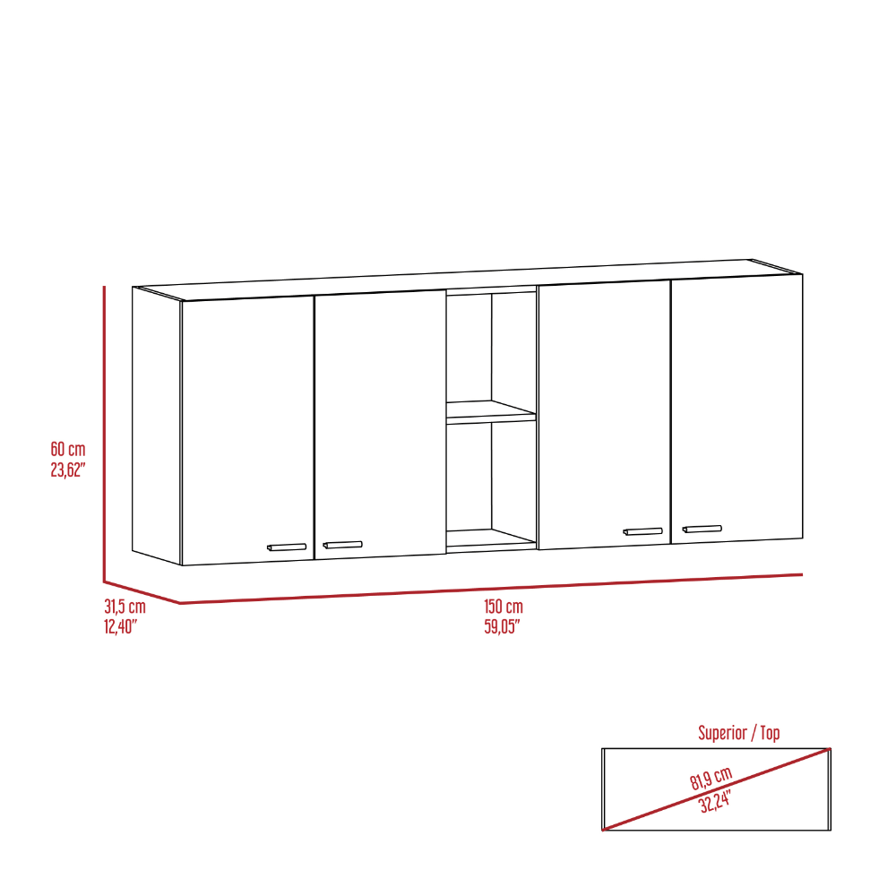 Austin 2 Piece Kitchen Set, Upper Wall Cabinet + Kitchen Island , White /Walnut - Divine Heart L.A.