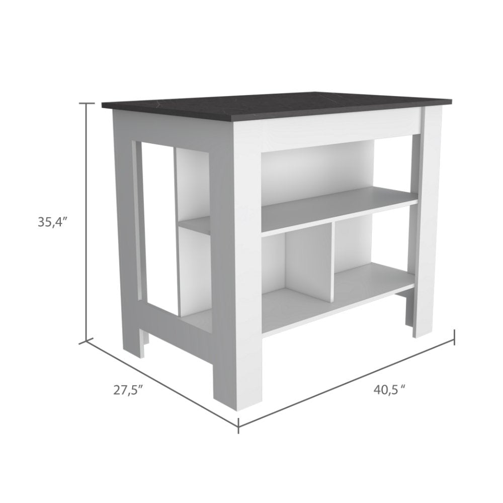 Austin 2 Piece Kitchen Set, Upper Wall Cabinet + Kitchen Island , White /Walnut - Divine Heart L.A.