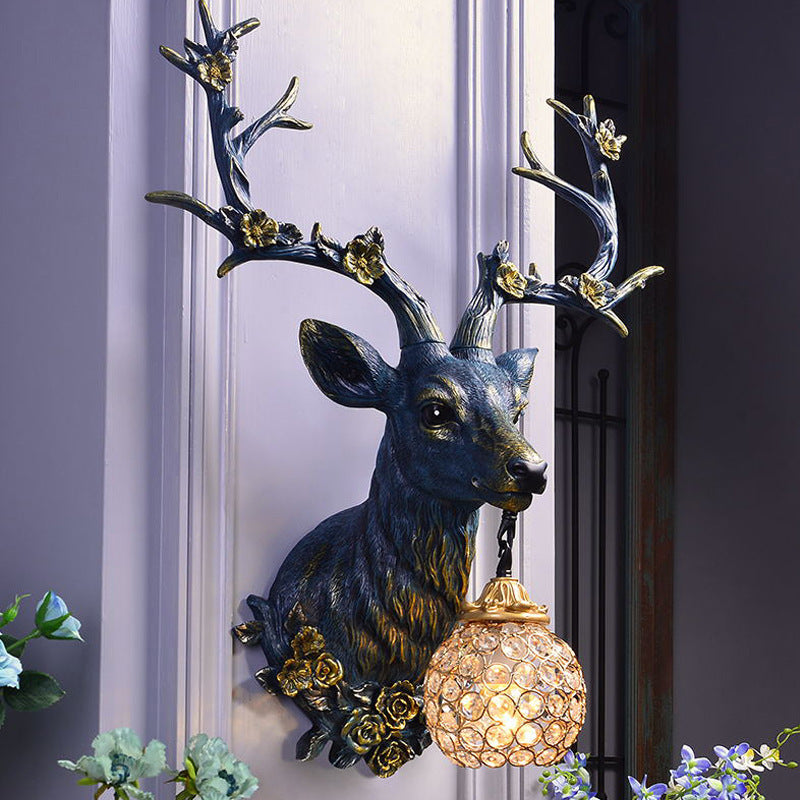 Young Buck with Antlers Wall Lamp