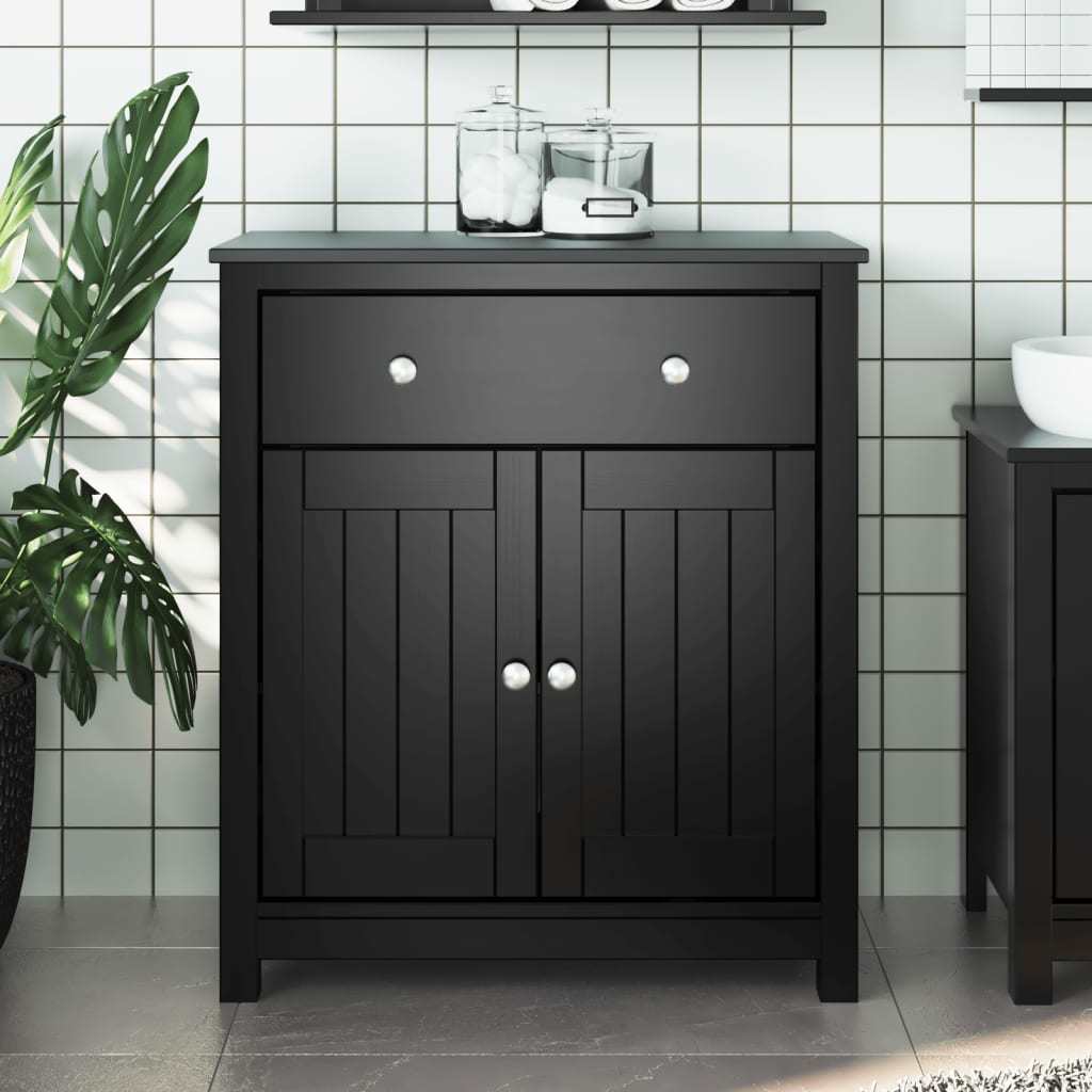 Bathroom Cabinet BERG Black 27.4"x13.4"x31.5" Solid Wood Pine - Divine Heart L.A.