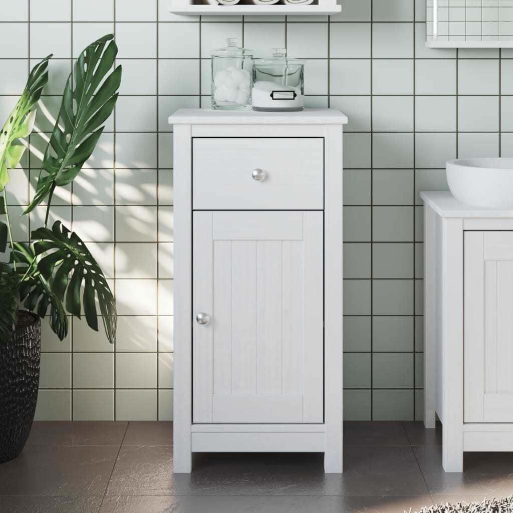 Bathroom Cabinet BERG White 15.7"x13.4"x31.5" Solid Wood Pine - Divine Heart L.A.