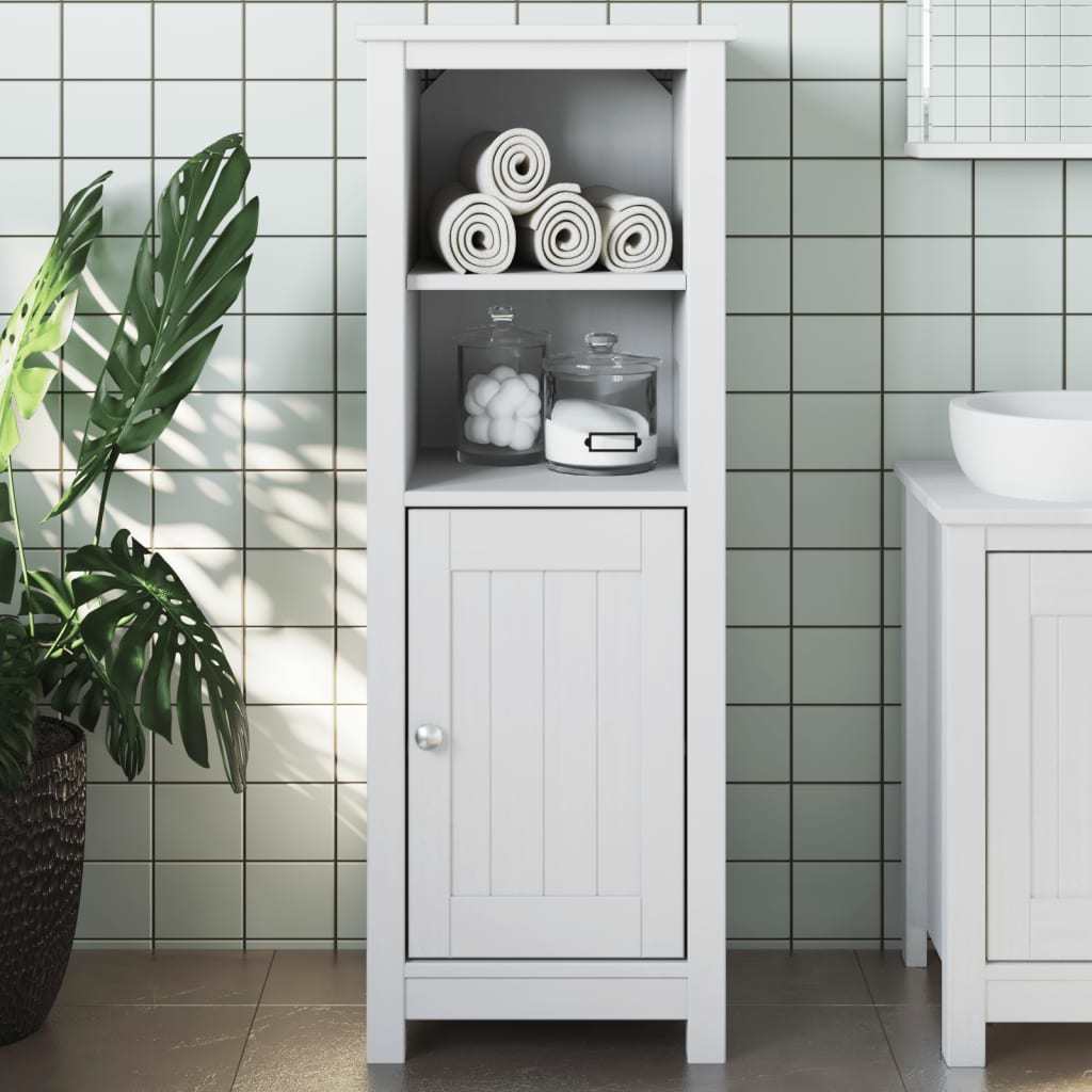 Bathroom Cabinet BERG White 15.7"x13.4"x43.3" Solid Wood Pine - Divine Heart L.A.