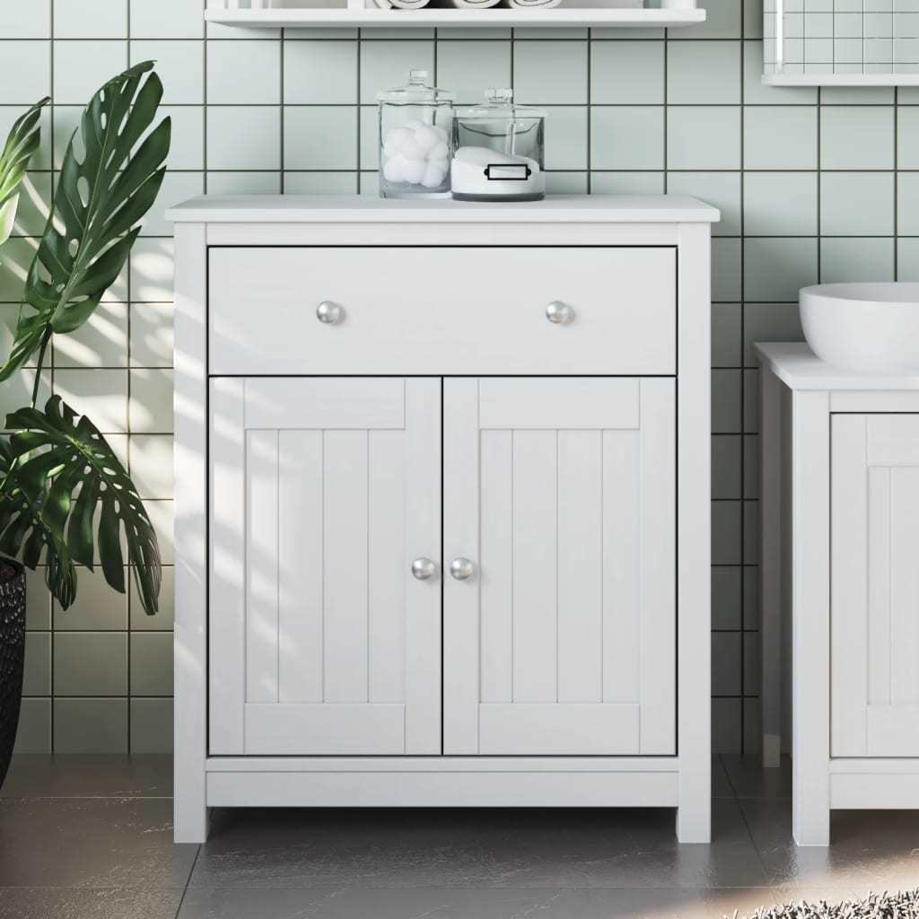 Bathroom Cabinet BERG White 27.4"x13.4"x31.5" Solid Wood Pine - Divine Heart L.A.