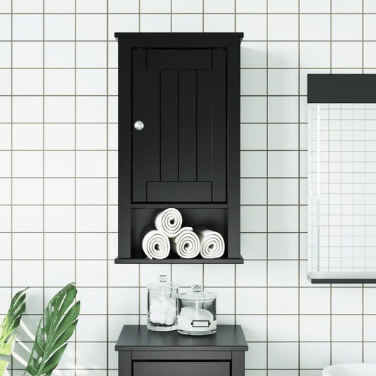 Bathroom Wall Cabinet BERG Black 15.7"x10.6"x28.1" Solid Wood Pine - Divine Heart L.A.