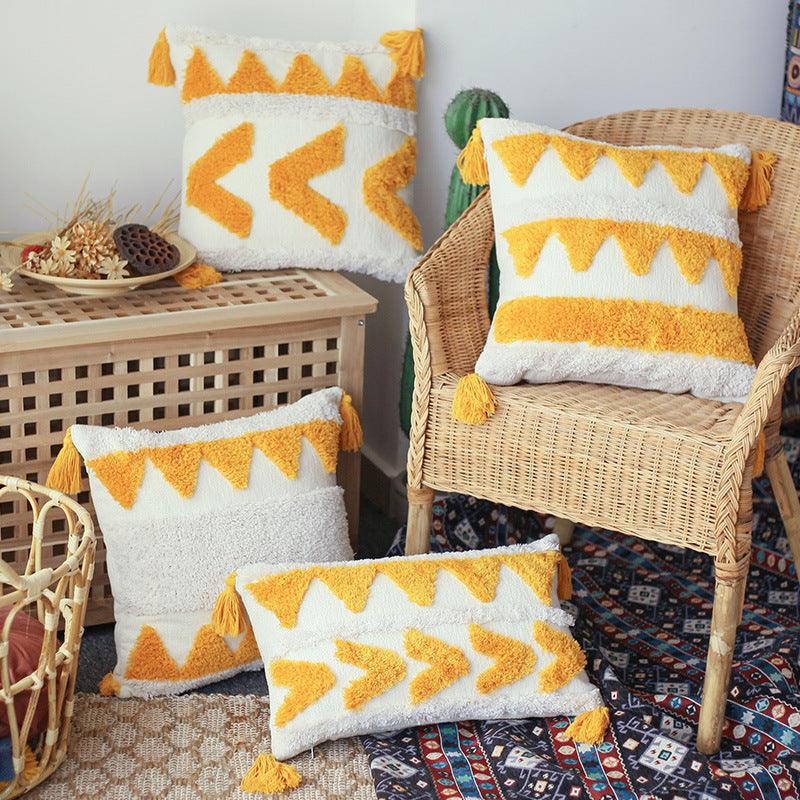 Be Sunny Textured Geometric Throw Pillow Cover - Divine Heart L.A.