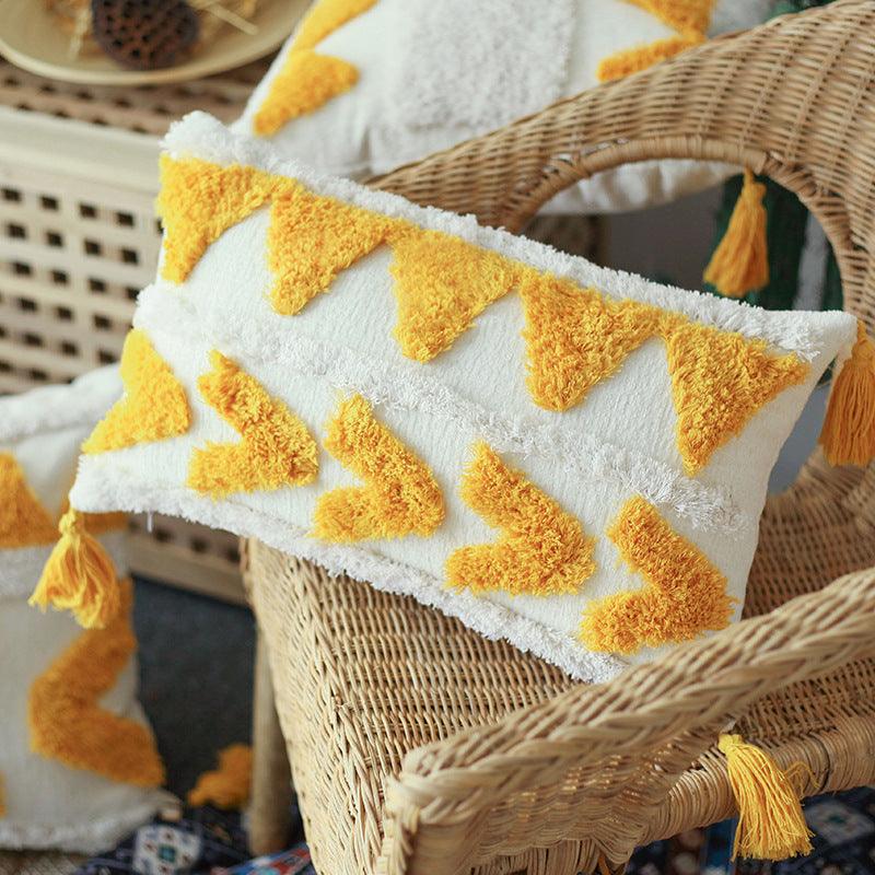 Be Sunny Textured Geometric Throw Pillow Cover - Divine Heart L.A.