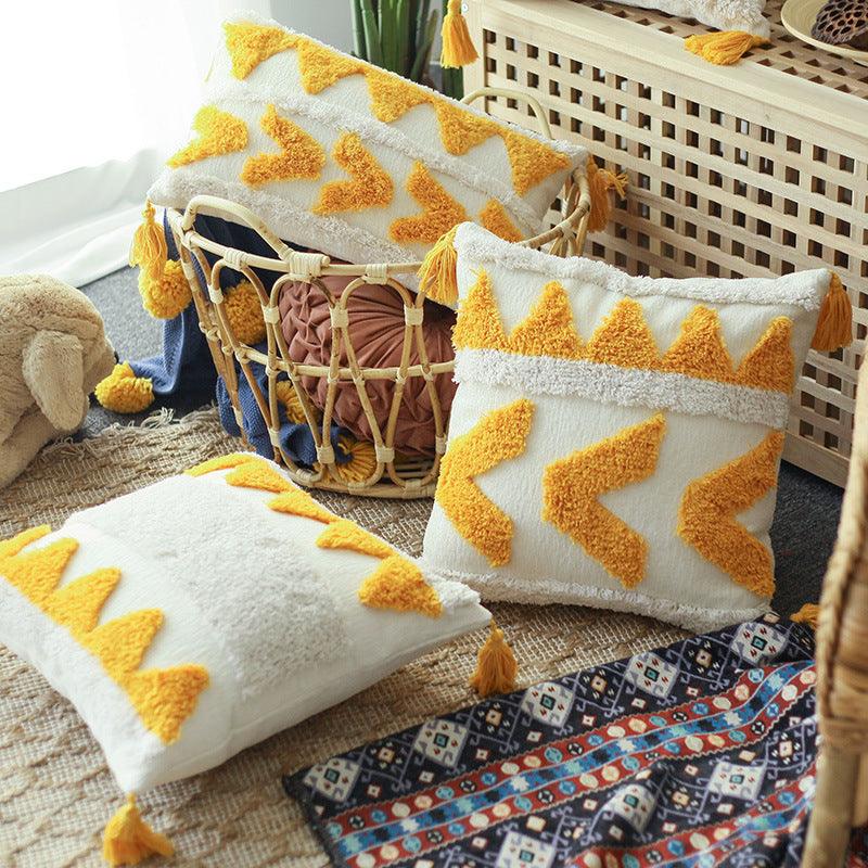 Be Sunny Textured Geometric Throw Pillow Cover - Divine Heart L.A.