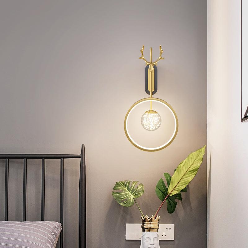 Beauty of the Stag Iron and Glass LED Wall Light in Gold - Divine Heart L.A.