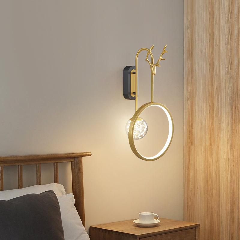 Beauty of the Stag Iron and Glass LED Wall Light in Gold - Divine Heart L.A.