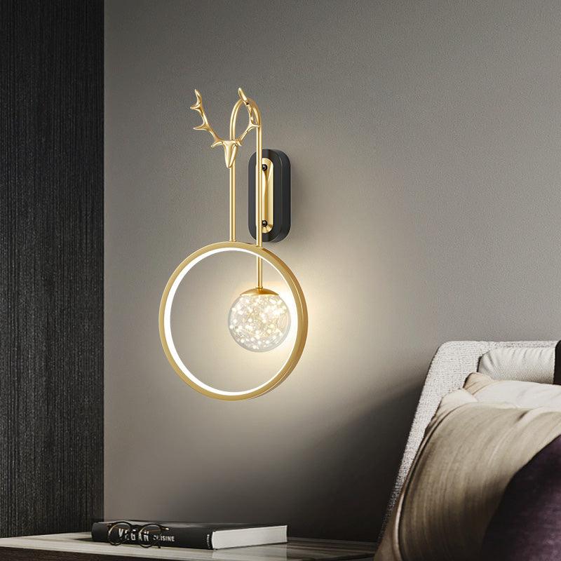 Beauty of the Stag Iron and Glass LED Wall Light in Gold - Divine Heart L.A.