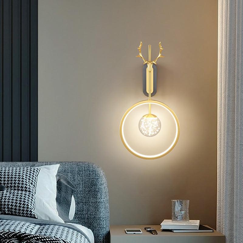 Beauty of the Stag Iron and Glass LED Wall Light in Gold - Divine Heart L.A.