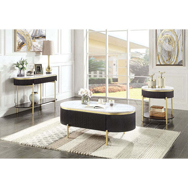 Bella Costa Coffee Table with Faux Marble Top and Drawer - Divine Heart L.A.