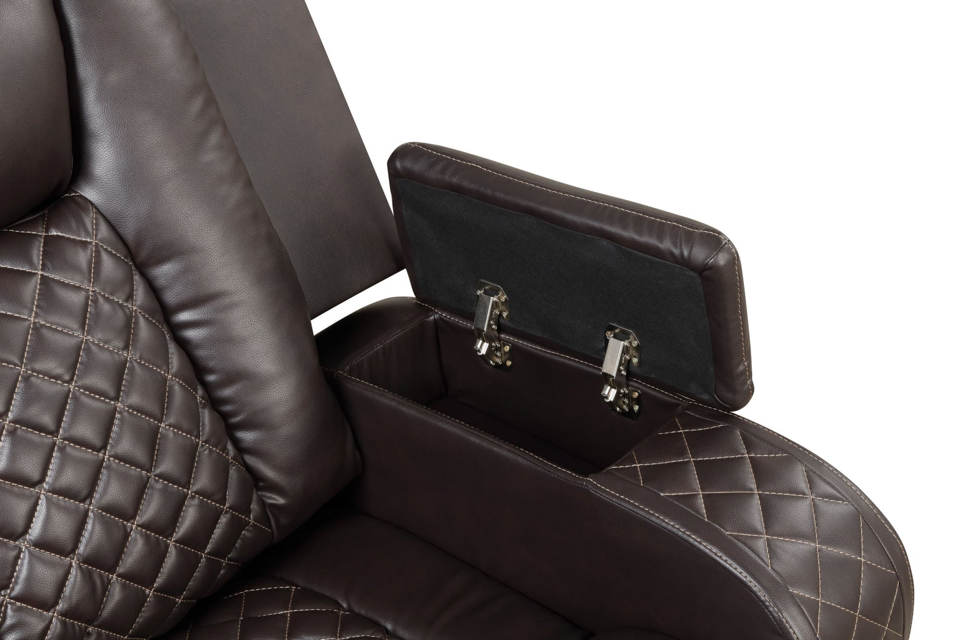 Benz LED & Power Reclining 2 Pc Set Made With Faux Leather in Brown - Divine Heart L.A.