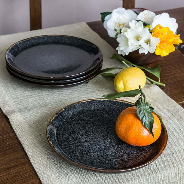 Better Homes & Gardens 16-Piece Burns Speckled Stoneware Dinnerware Set, Black - Divine Heart L.A.