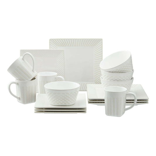 Better Homes & Gardens 16-Piece Farmhouse Square Dinnerware Set - Divine Heart L.A.