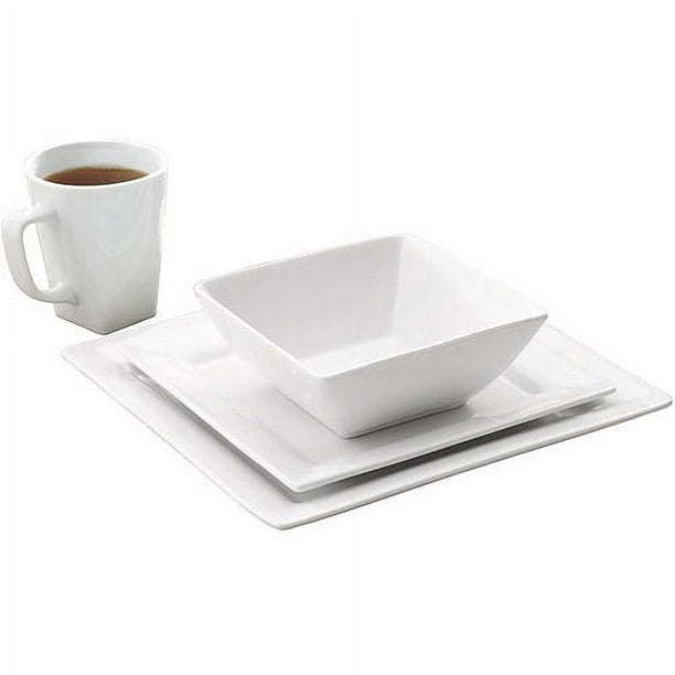 Better Homes & Gardens 16 Piece Square Porcelain Dinnerware Set, White - Divine Heart L.A.