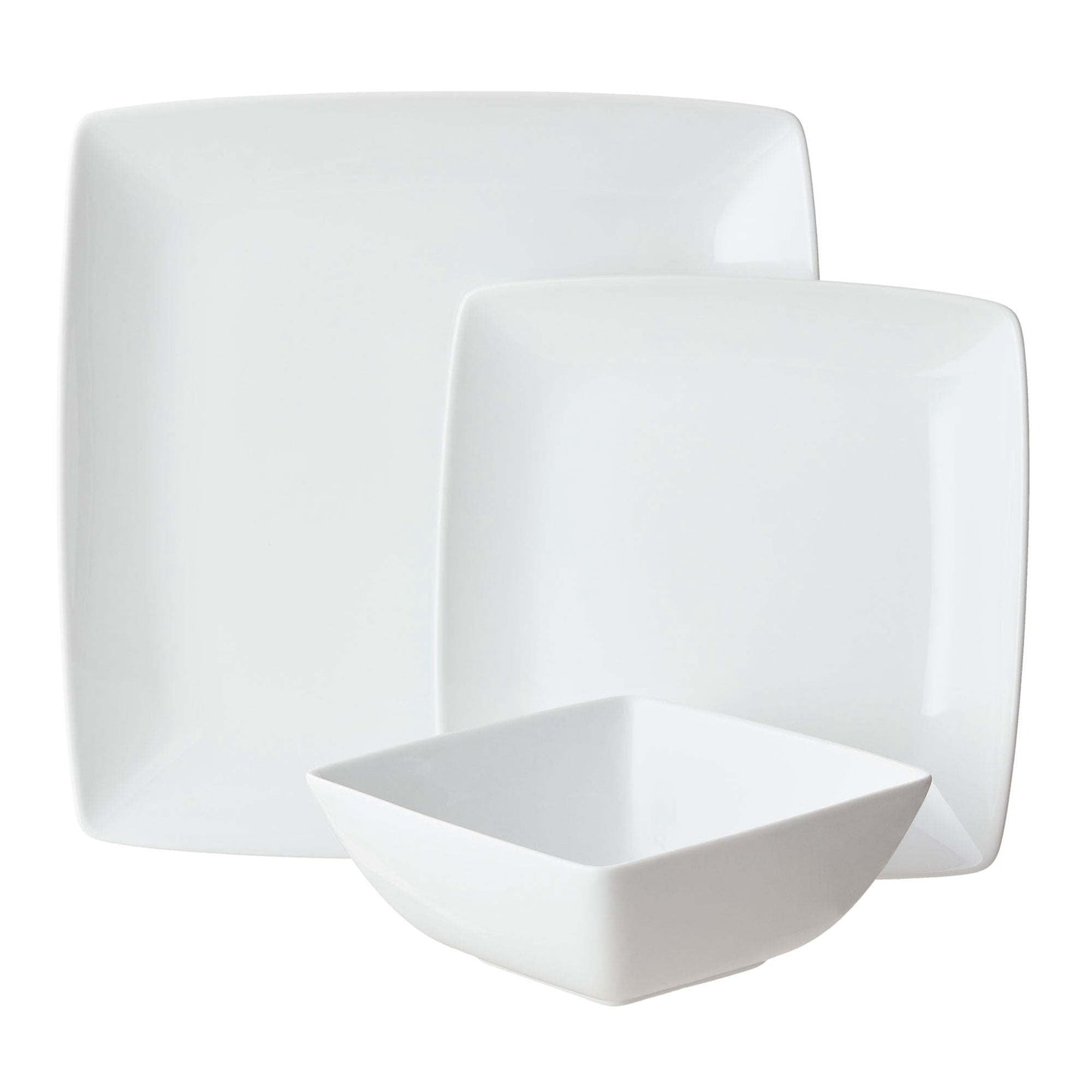 Better Homes & Gardens- Loden White Square Porcelain 12-Piece Dinnerware Set - Divine Heart L.A.