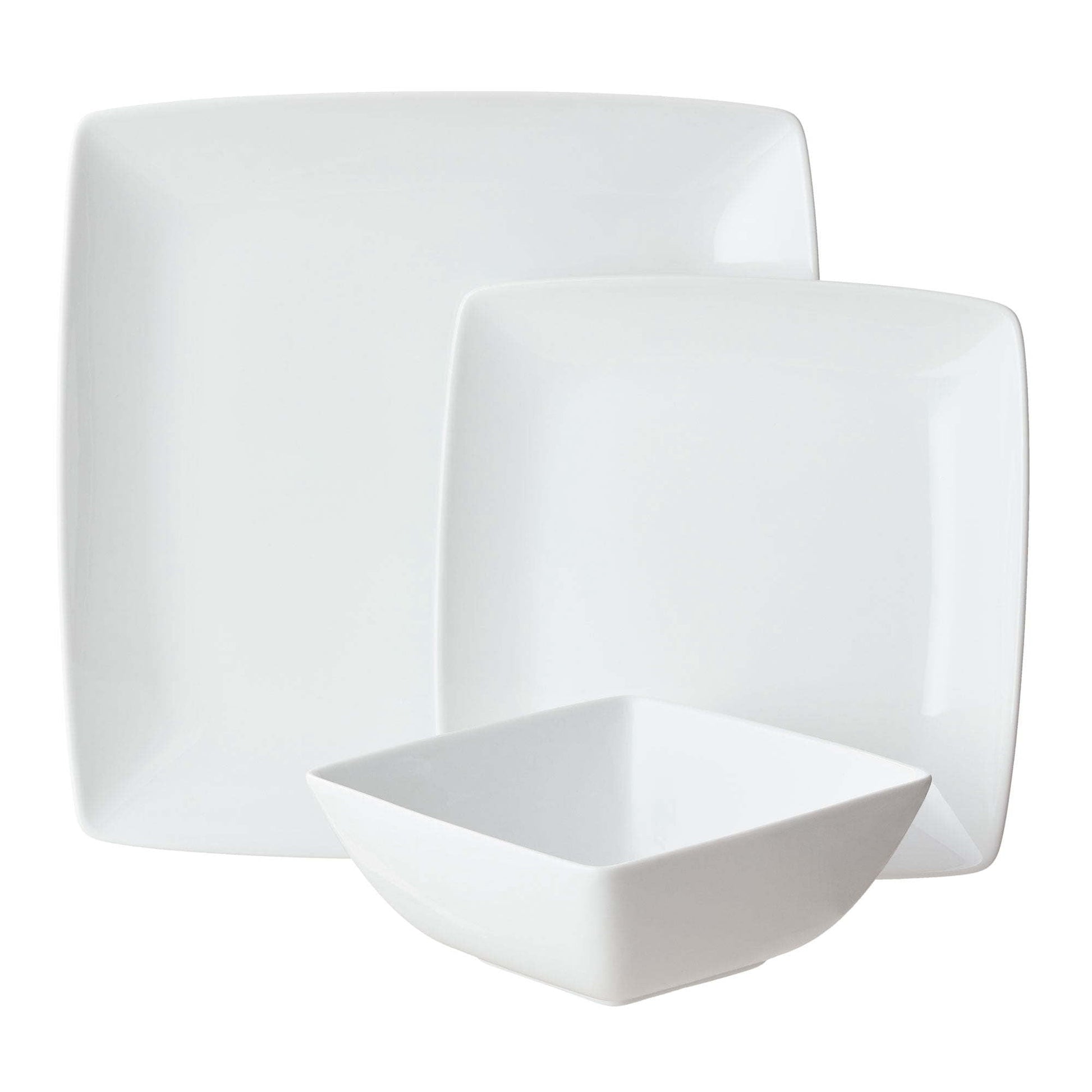 Better Homes & Gardens- Loden White Square Porcelain 12-Piece Dinnerware Set - Divine Heart L.A.