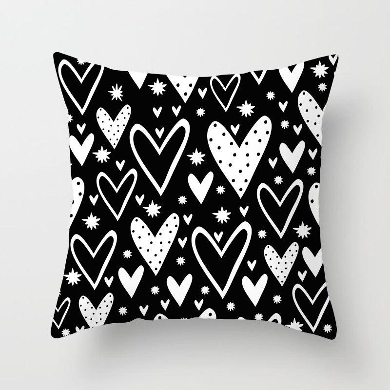 Black and White Geometric Throw Pillow Cover - Divine Heart L.A.