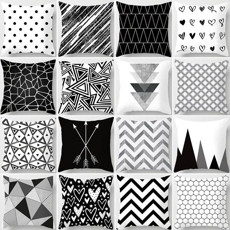 Black and White Geometric Throw Pillow Cover - Divine Heart L.A.