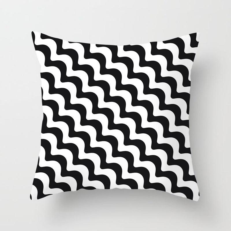 Black and White Geometric Throw Pillow Cover - Divine Heart L.A.