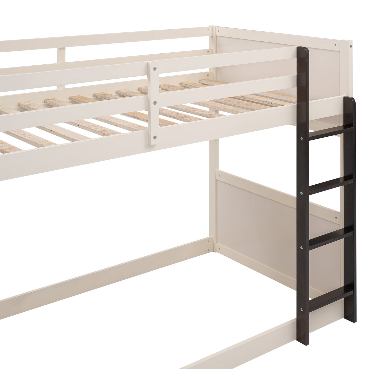 Boat-Like Shaped Twin over Twin Bunk Bed with Storage Shelves - Divine Heart L.A.