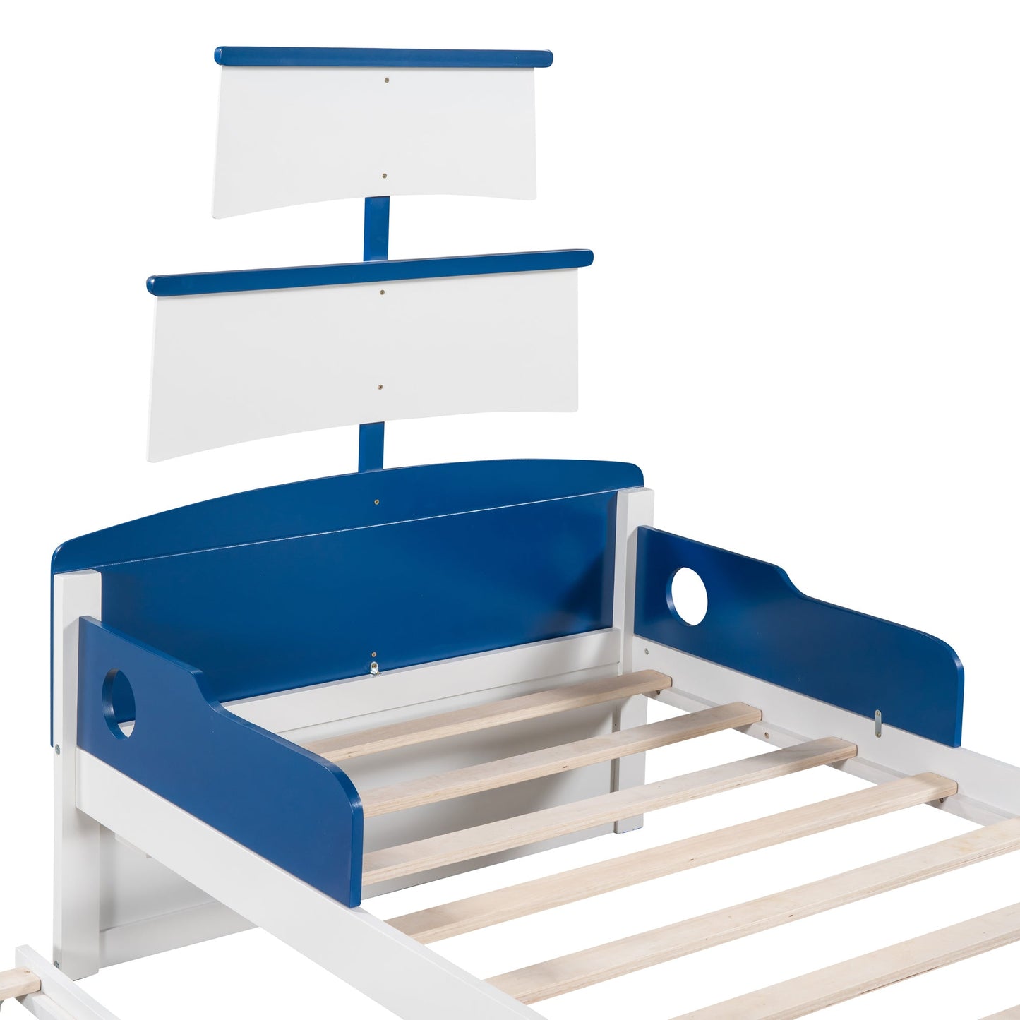 Boat-Shaped Platform Twin Bed with Twin size Trundle - Divine Heart L.A.