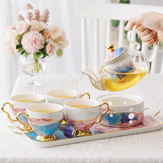 English Party Ceramic and Glass Tea Set