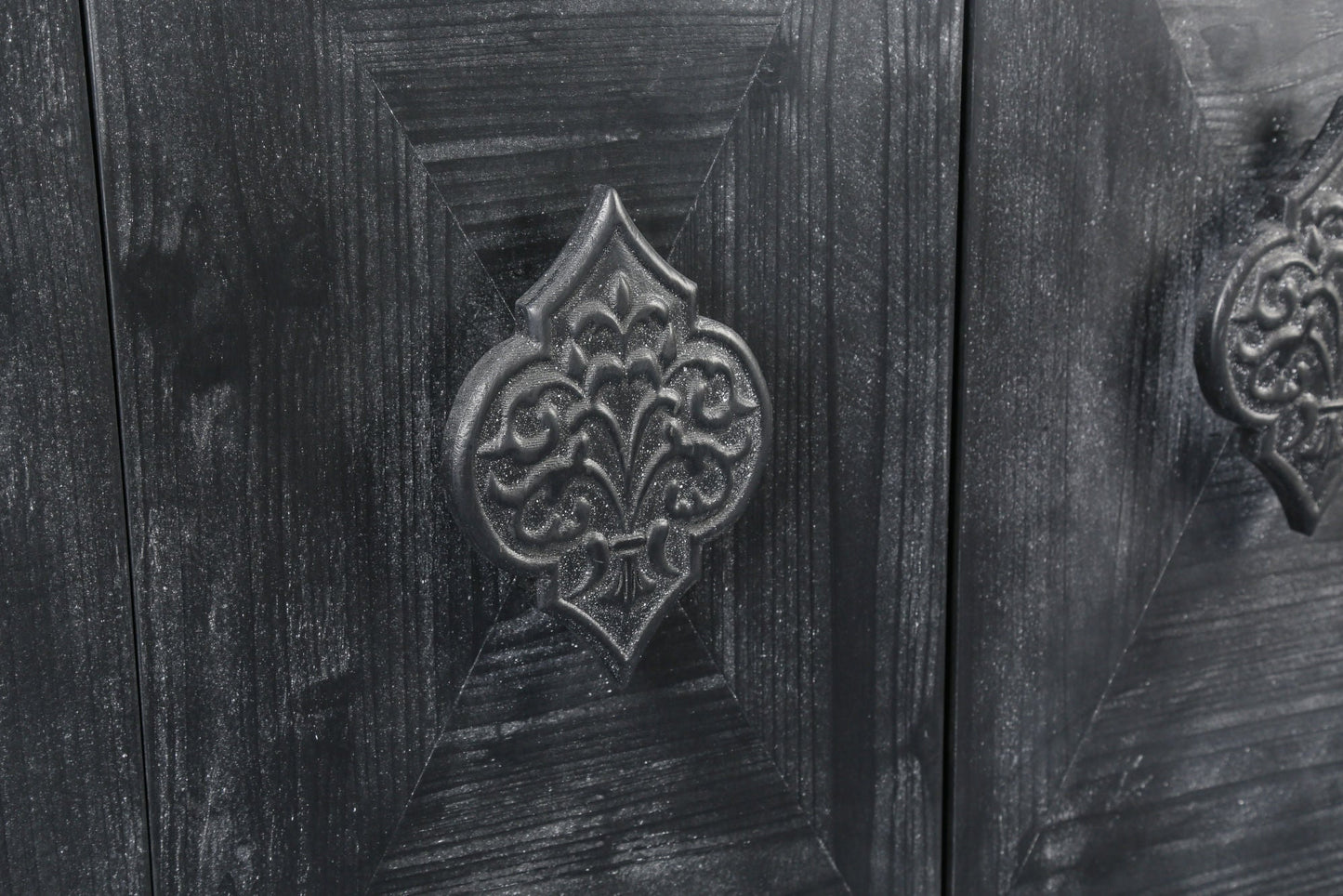 Carved Flower Door Handle, Antique Four Door Cabinet for Living Room Kitchen Hallway (Black) - Divine Heart L.A.