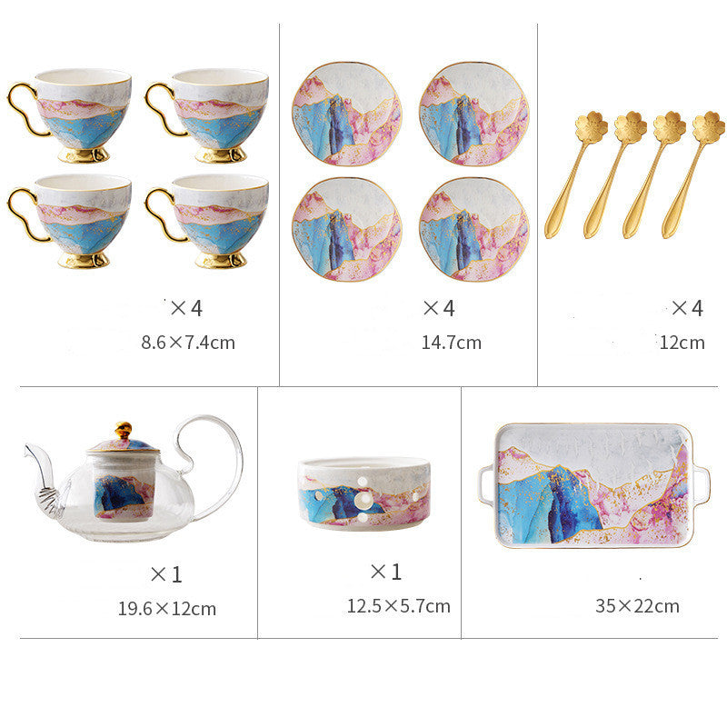 English Party Ceramic and Glass Tea Set