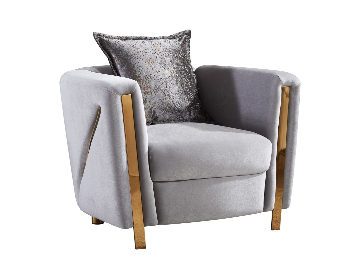 Chanelle Thick Velvet Fabric Upholstered 3PC Living Room Set Made With Wood in Gray - Divine Heart L.A.