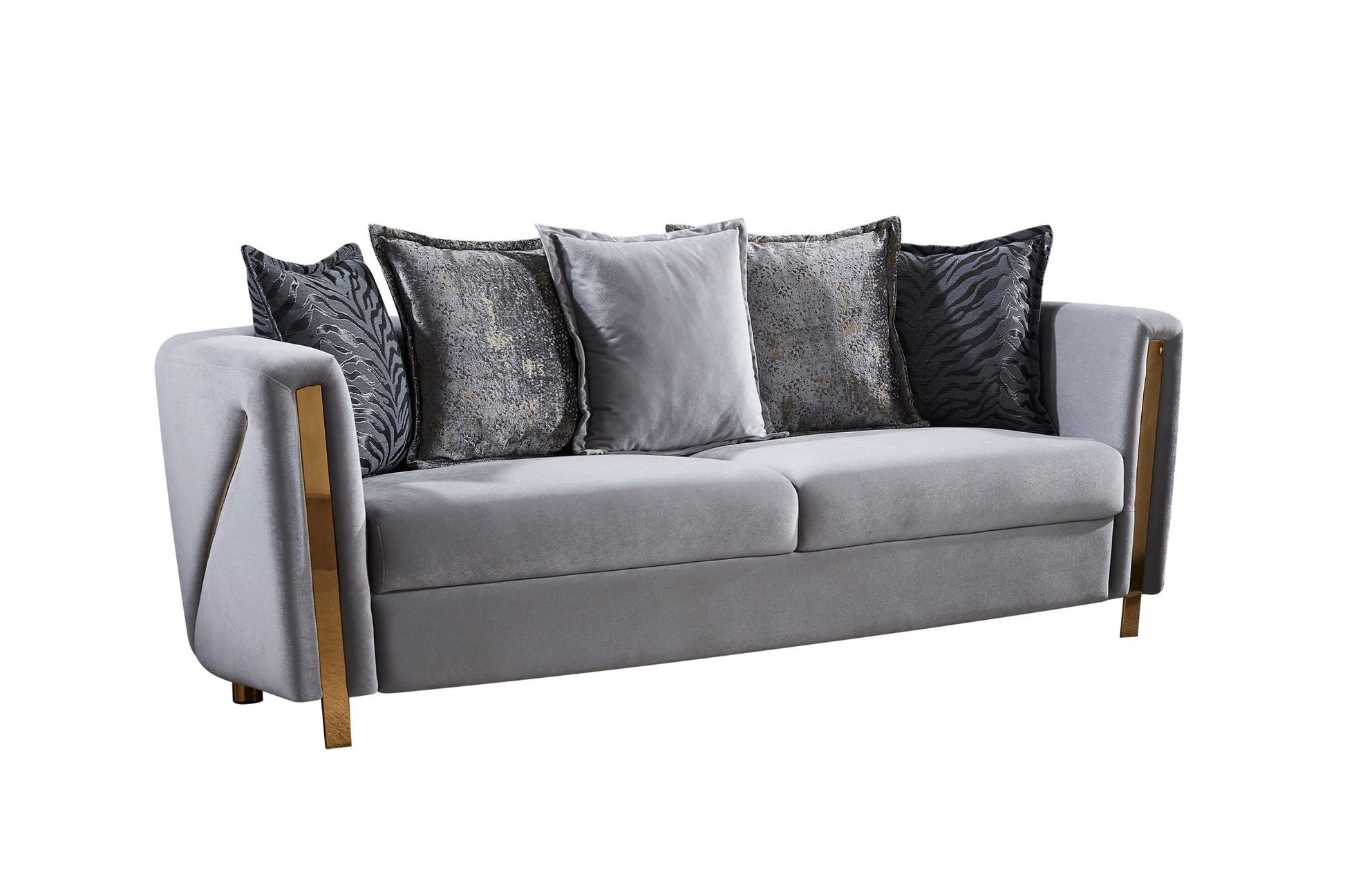 Chanelle Thick Velvet Fabric Upholstered 3PC Living Room Set Made With Wood in Gray - Divine Heart L.A.