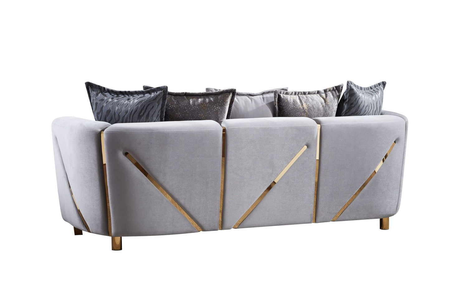 Chanelle Thick Velvet Fabric Upholstered 3PC Living Room Set Made With Wood in Gray - Divine Heart L.A.