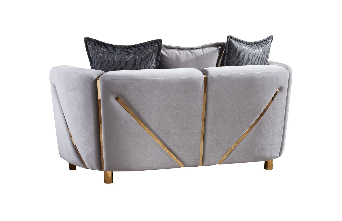 Chanelle Thick Velvet Fabric Upholstered 3PC Living Room Set Made With Wood in Gray - Divine Heart L.A.