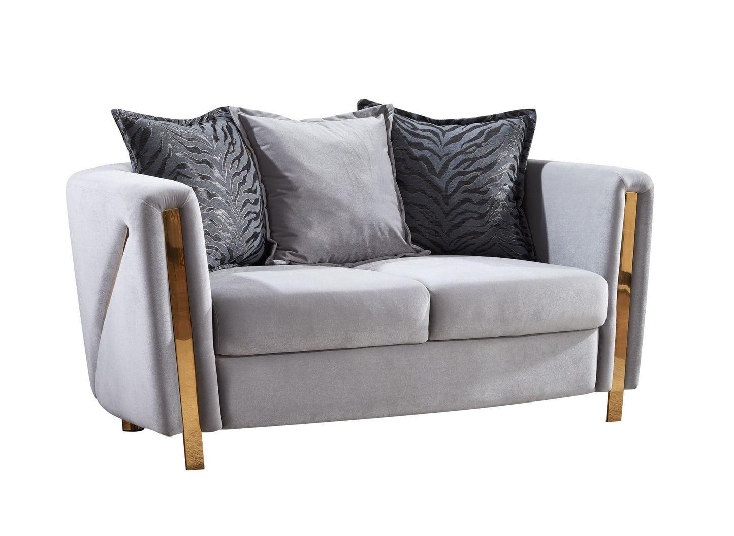 Chanelle Thick Velvet Fabric Upholstered 3PC Living Room Set Made With Wood in Gray - Divine Heart L.A.