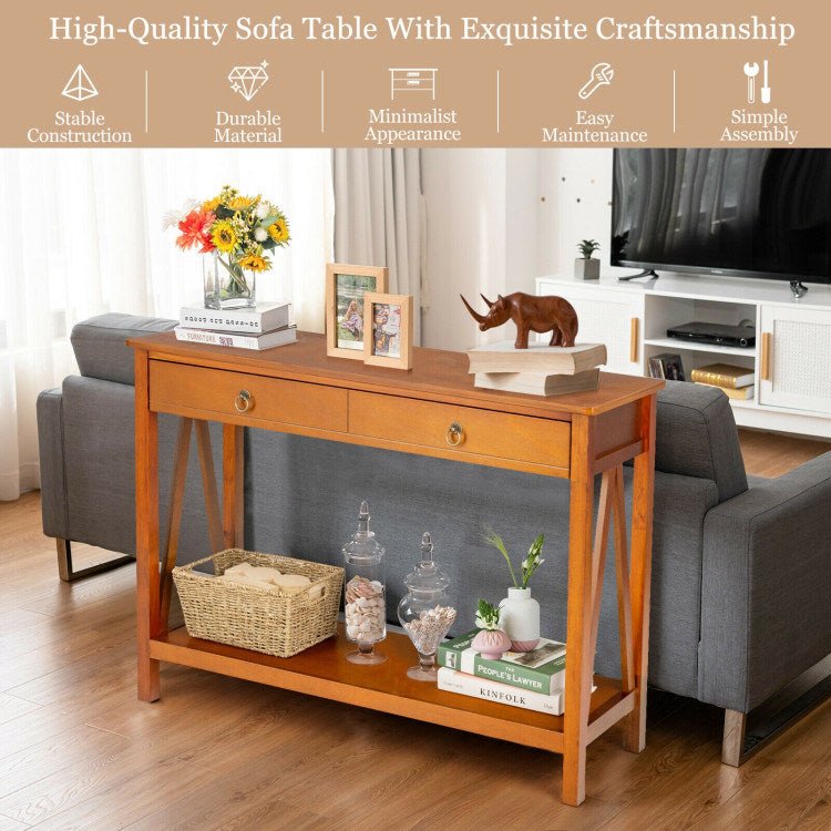 Console Table with Drawer Storage Shelf for Entryway Hallway - Divine Heart L.A.