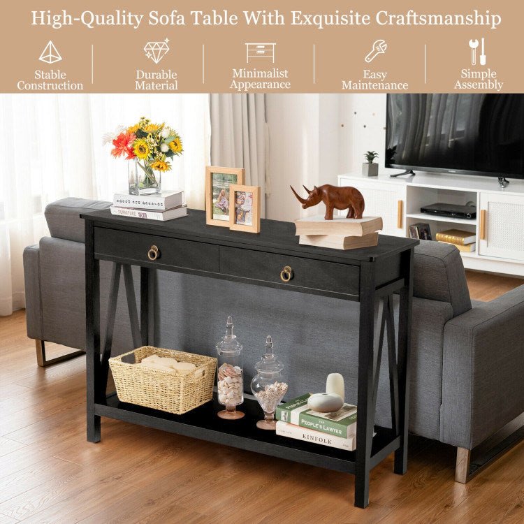 Console Table with Drawer Storage Shelf for Entryway Hallway - Divine Heart L.A.