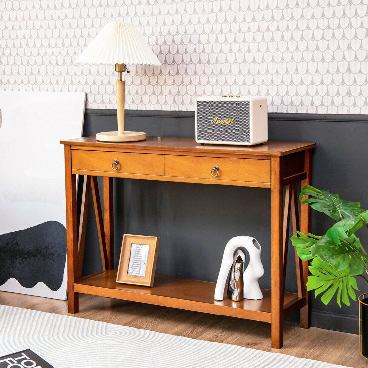 Console Table with Drawer Storage Shelf for Entryway Hallway - Divine Heart L.A.