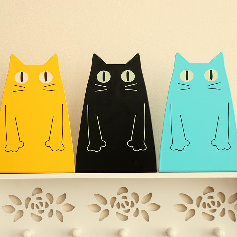 Cool Cat Bookend Set in Blue or Yellow - Divine Heart L.A.