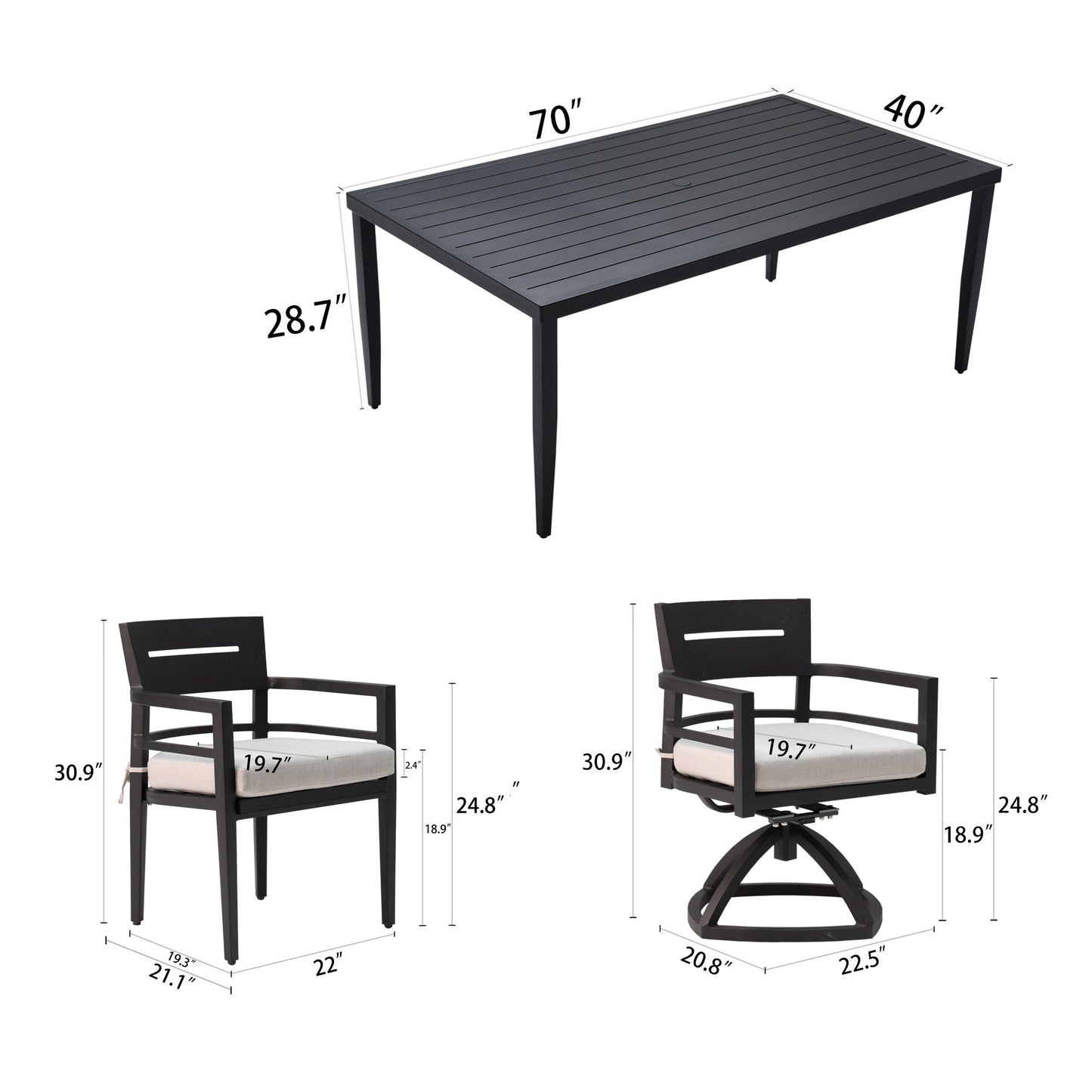 Coventry 7 Pc. Outdoor Dining Set with 2 Swivel Rockers - Divine Heart L.A.