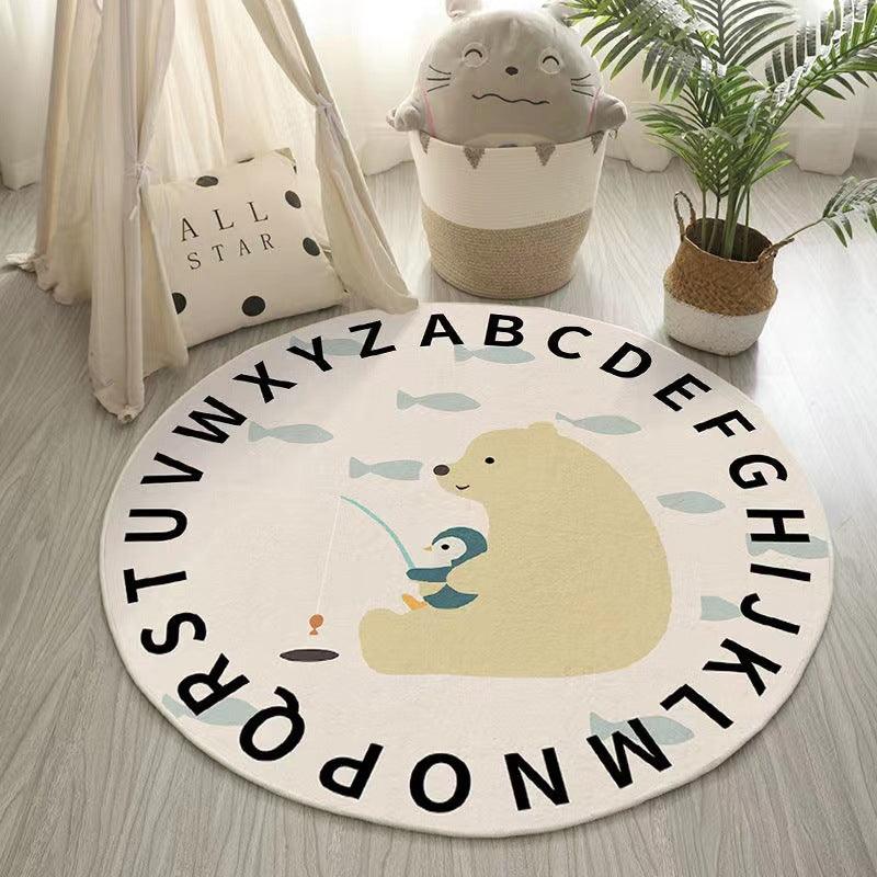 Cozy Animals with Alphabet Motif Round Rug Collection - Divine Heart L.A.