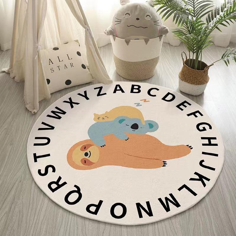 Cozy Animals with Alphabet Motif Round Rug Collection - Divine Heart L.A.