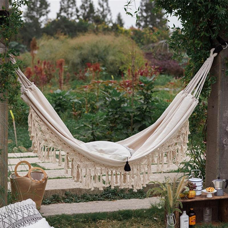 Cozy Days Boho Macrame Fringed Hammock for Two - Divine Heart L.A.