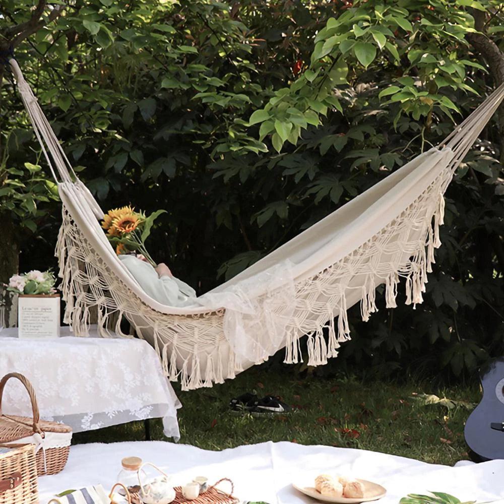 Cozy Days Boho Macrame Fringed Hammock for Two - Divine Heart L.A.