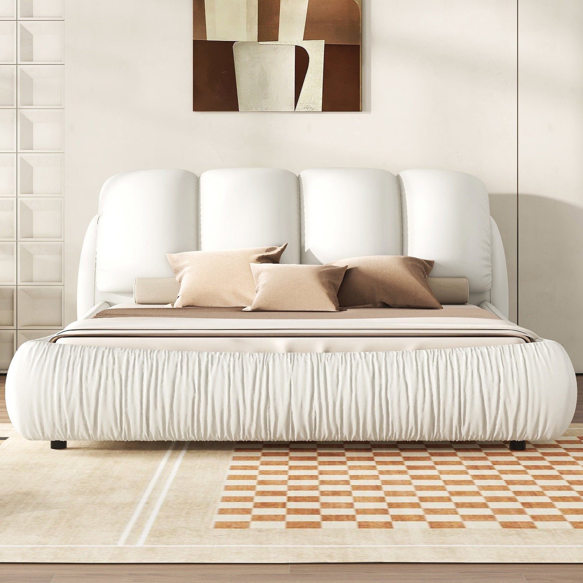 Cristo Upholstered King Size Bed With Oversized Padded Backrest - Divine Heart L.A.